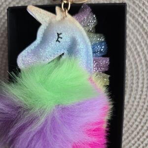 Unicorn Bag Charm/Keychain with Fluffy Pom-Pom NWT